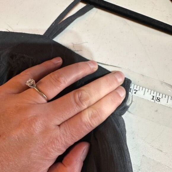 La Rok Sleeveless Lined Spaghetti Strap Sheer Tank Top Black Medium Asymmetrical - Picture 10 of 12